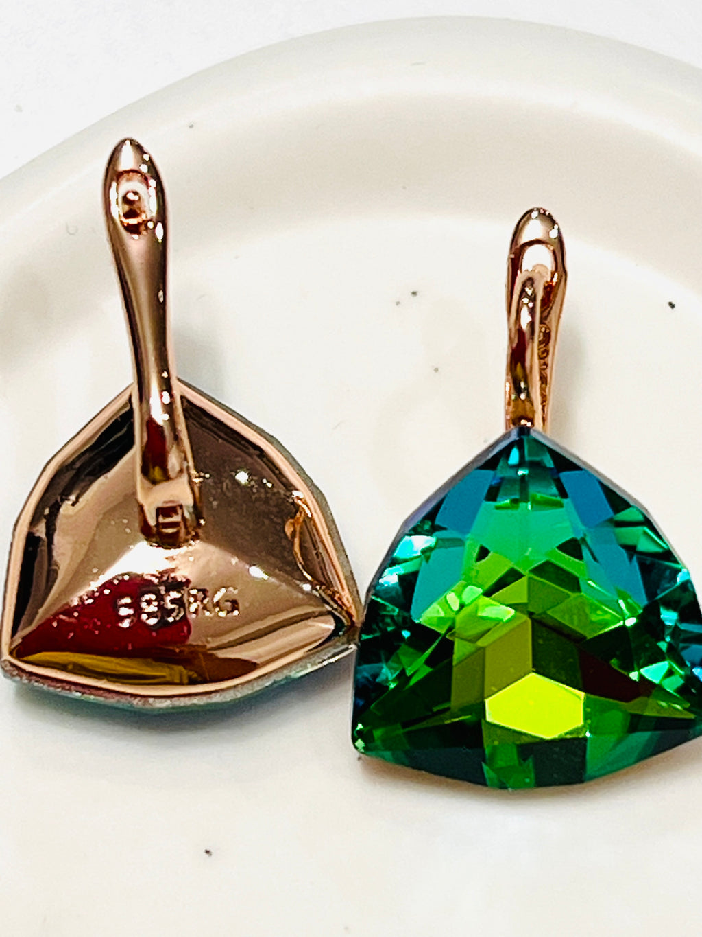 14k rose Gold-filled Trillion-Cut earrings