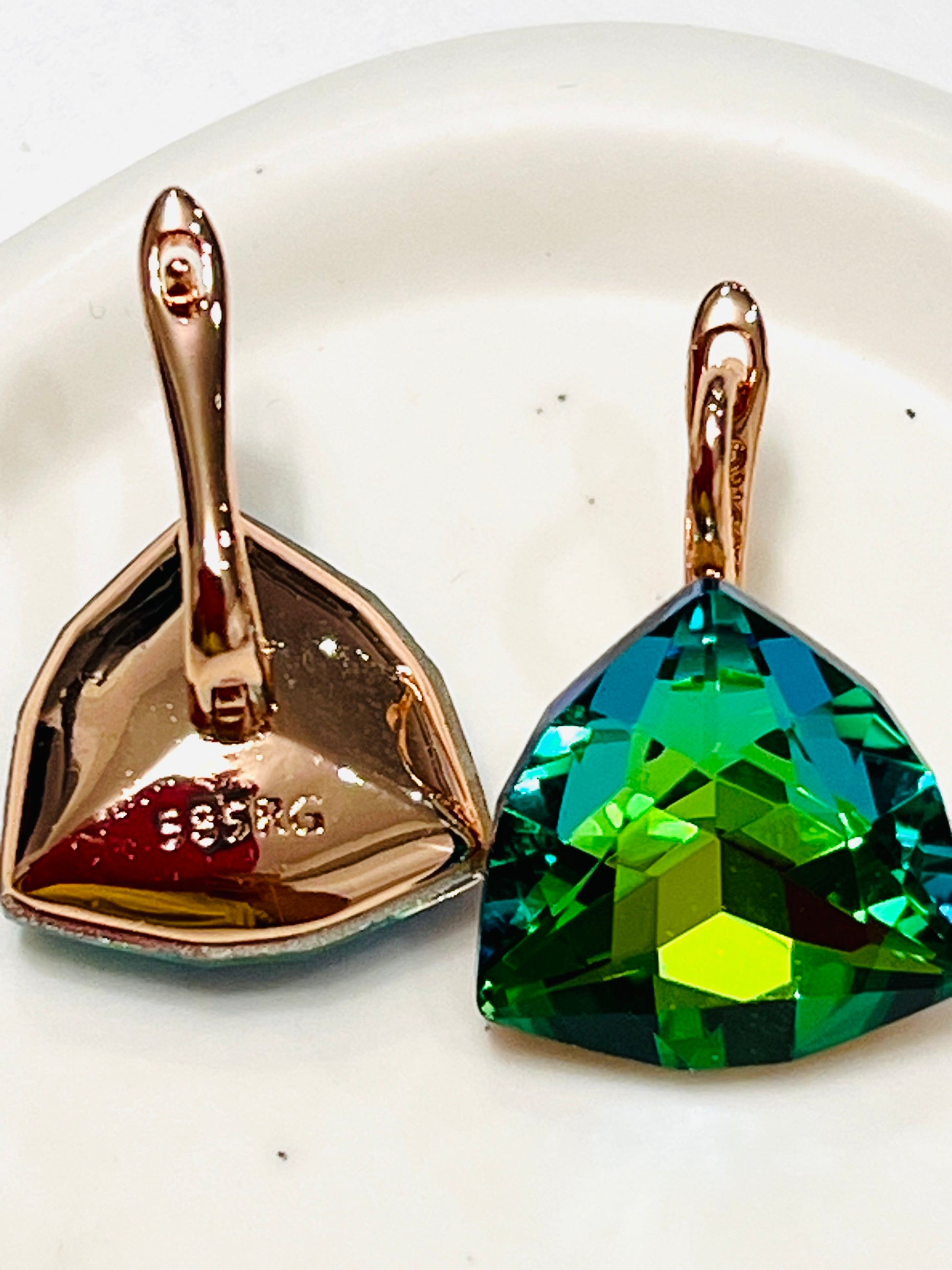 14k rose Gold-filled Trillion-Cut earrings