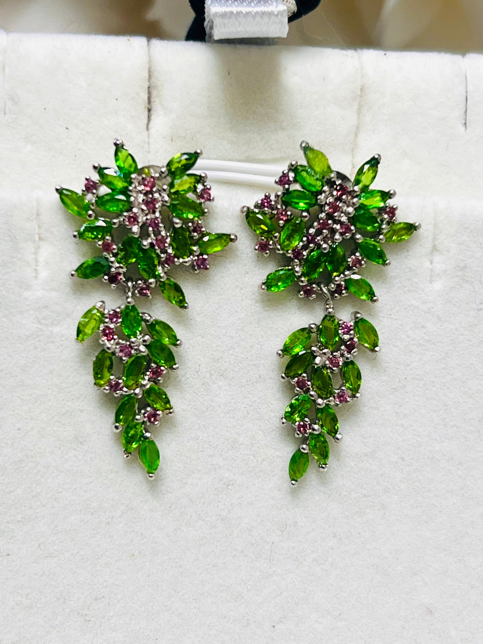 Handmade Lush Forest Earrings with Natural Diopside Accents