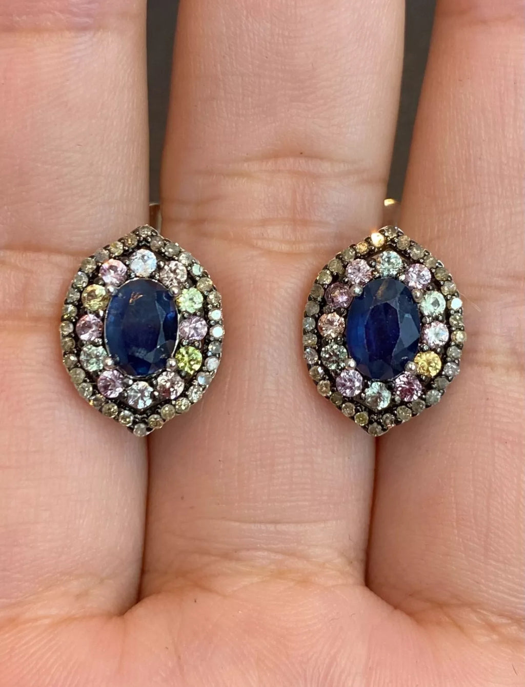 Handmade Natural Ceylon Blue Sapphires, coloured Sapphires and Natural Diamonds Jewelry Set
