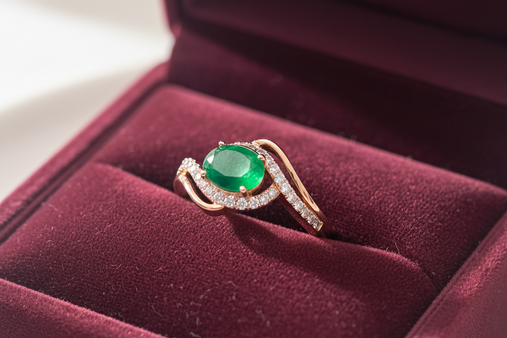 14k Rolled Gold (gold-filled) Emerald two tone ring