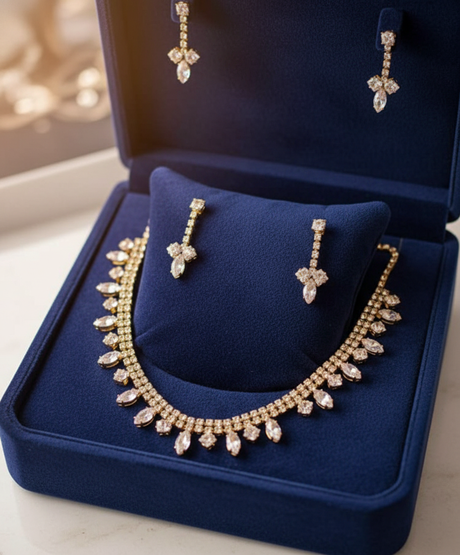 Ashby Golden American Diamond Necklace set