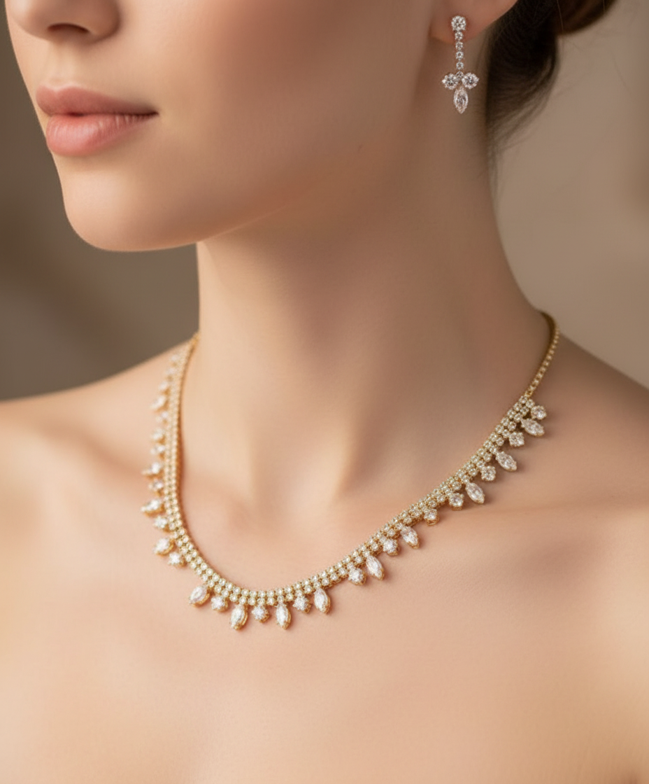 Ashby Golden American Diamond Necklace set