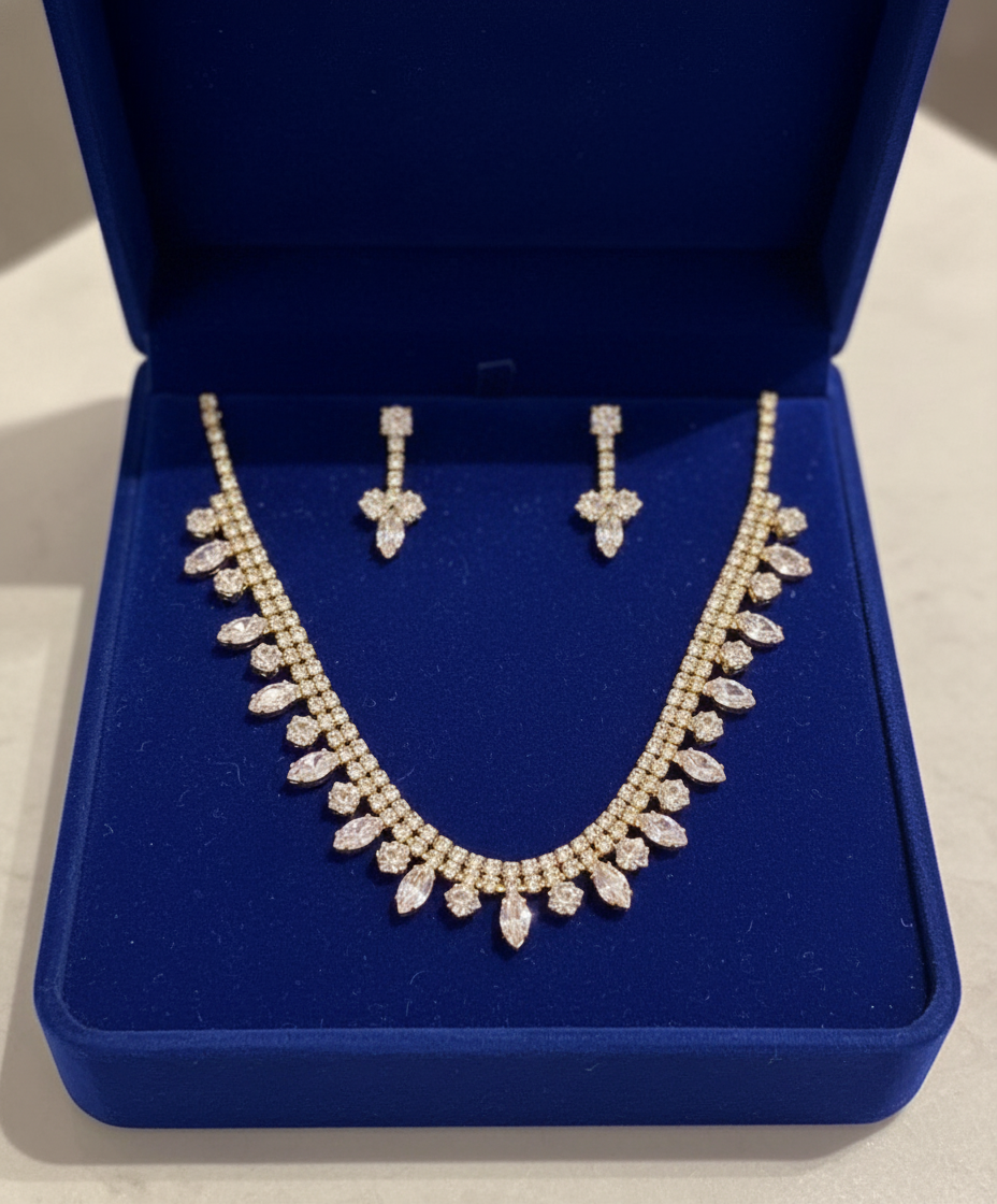 Ashby Golden American Diamond Necklace set