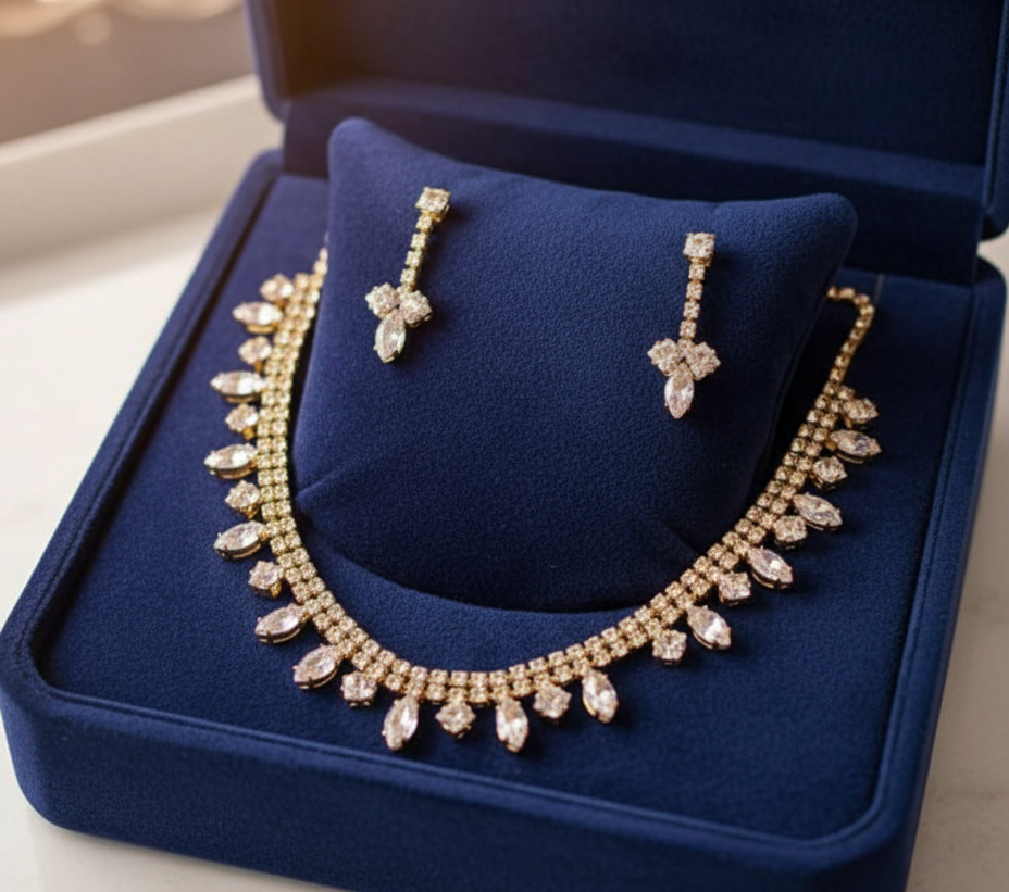 Ashby Golden American Diamond Necklace set
