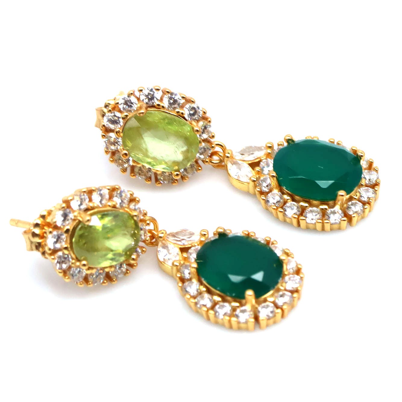 Handmade Natural Sphene and Agate Earrings