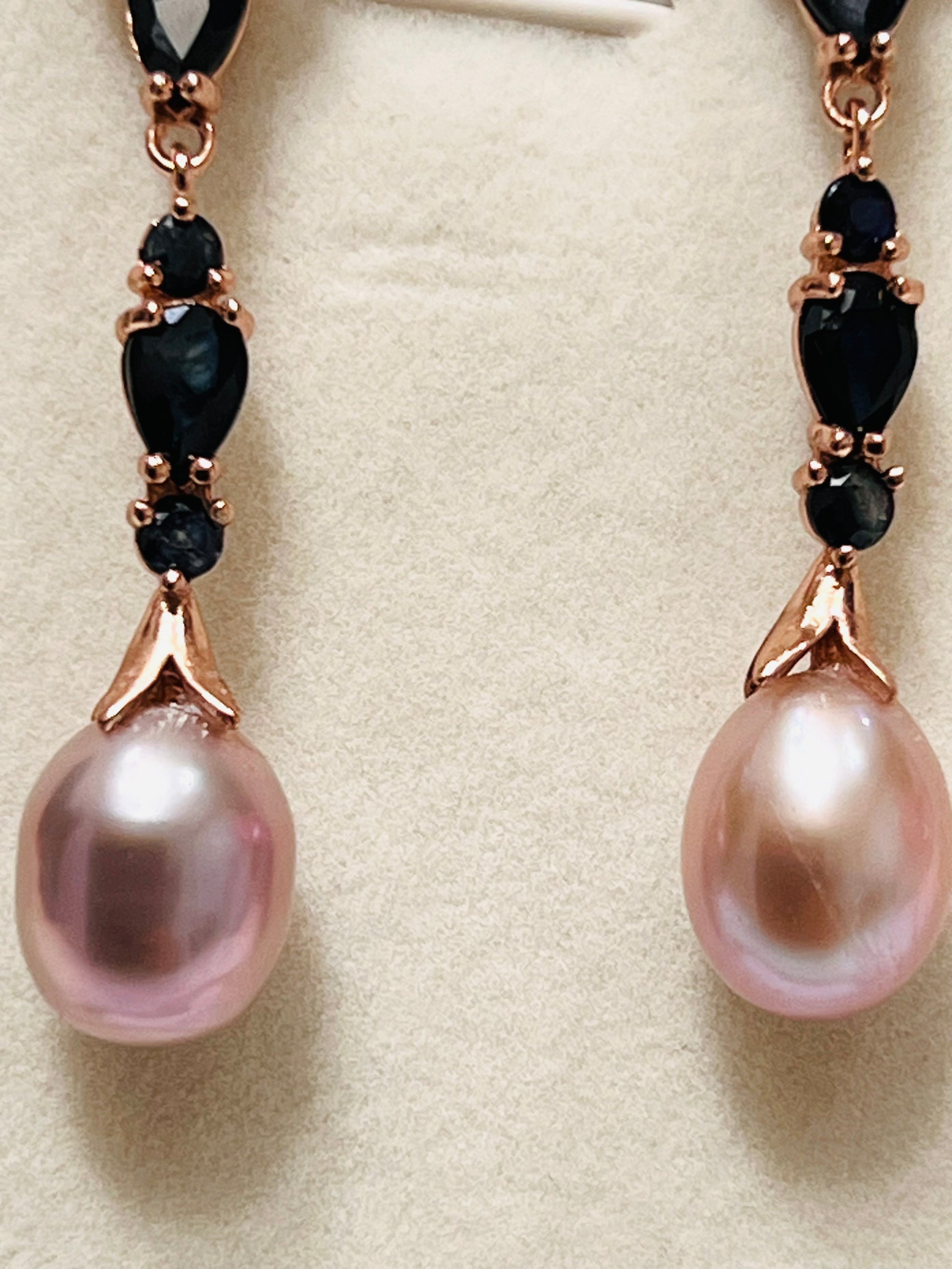 Handmade Stunning Natural Sapphire, Amethyst and South Sea Pearl Earrings