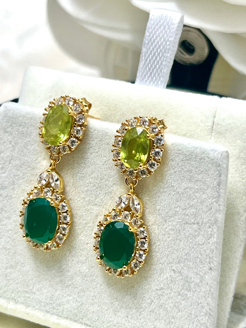 Handmade Natural Sphene and Agate Earrings