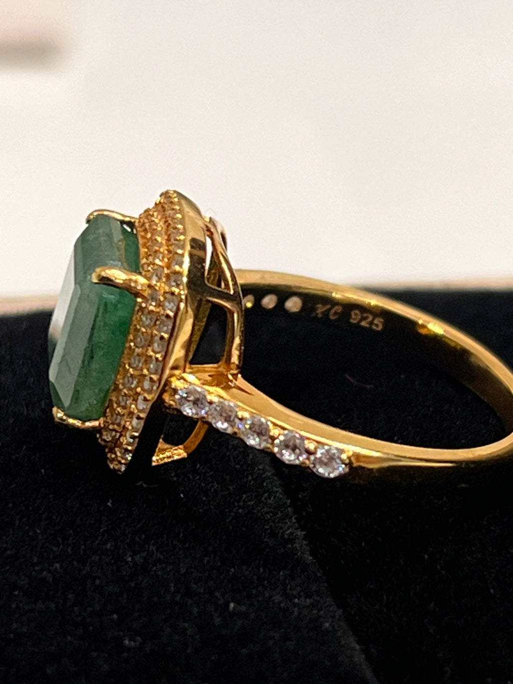 Handmade Genuine Emerald Simple Chic Statement Ring