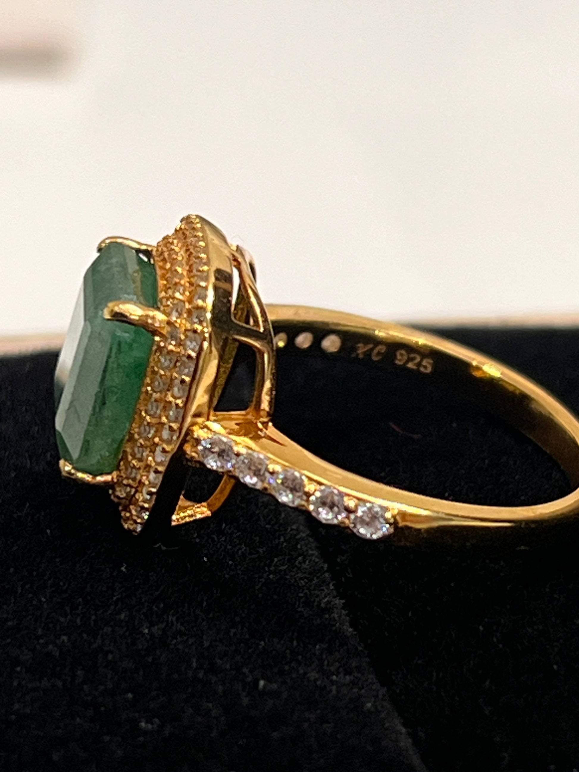 Handmade Genuine Emerald Simple Chic Statement Ring