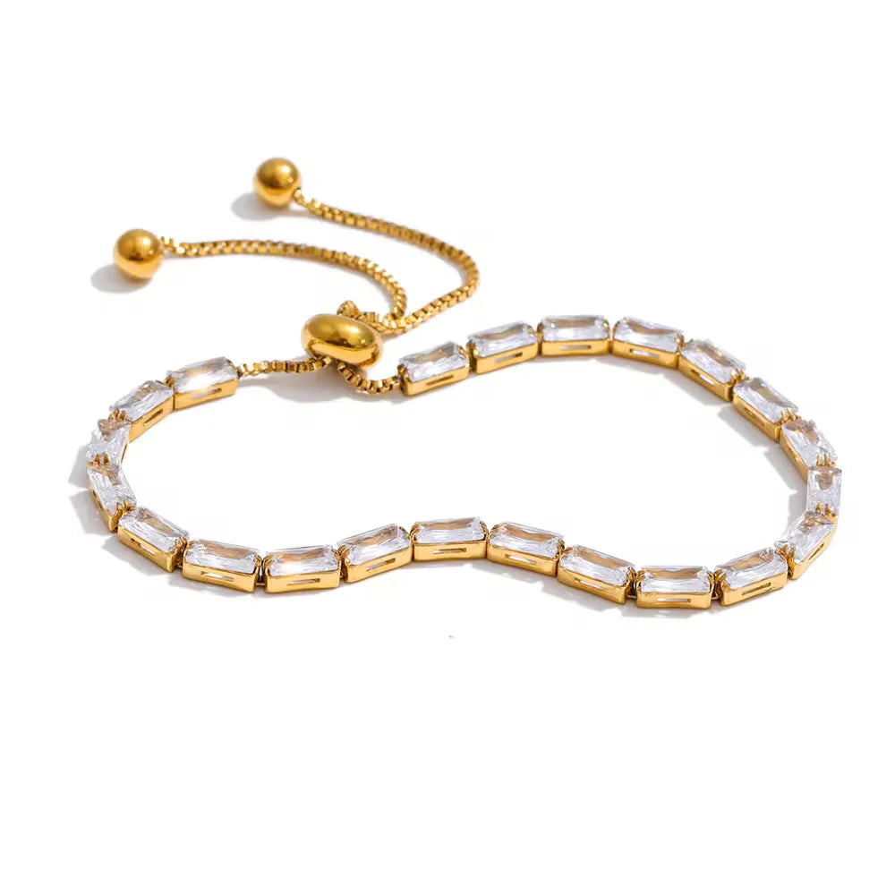 Emerald Cut Crystal Bracelet- waterproof and tarnish resistant