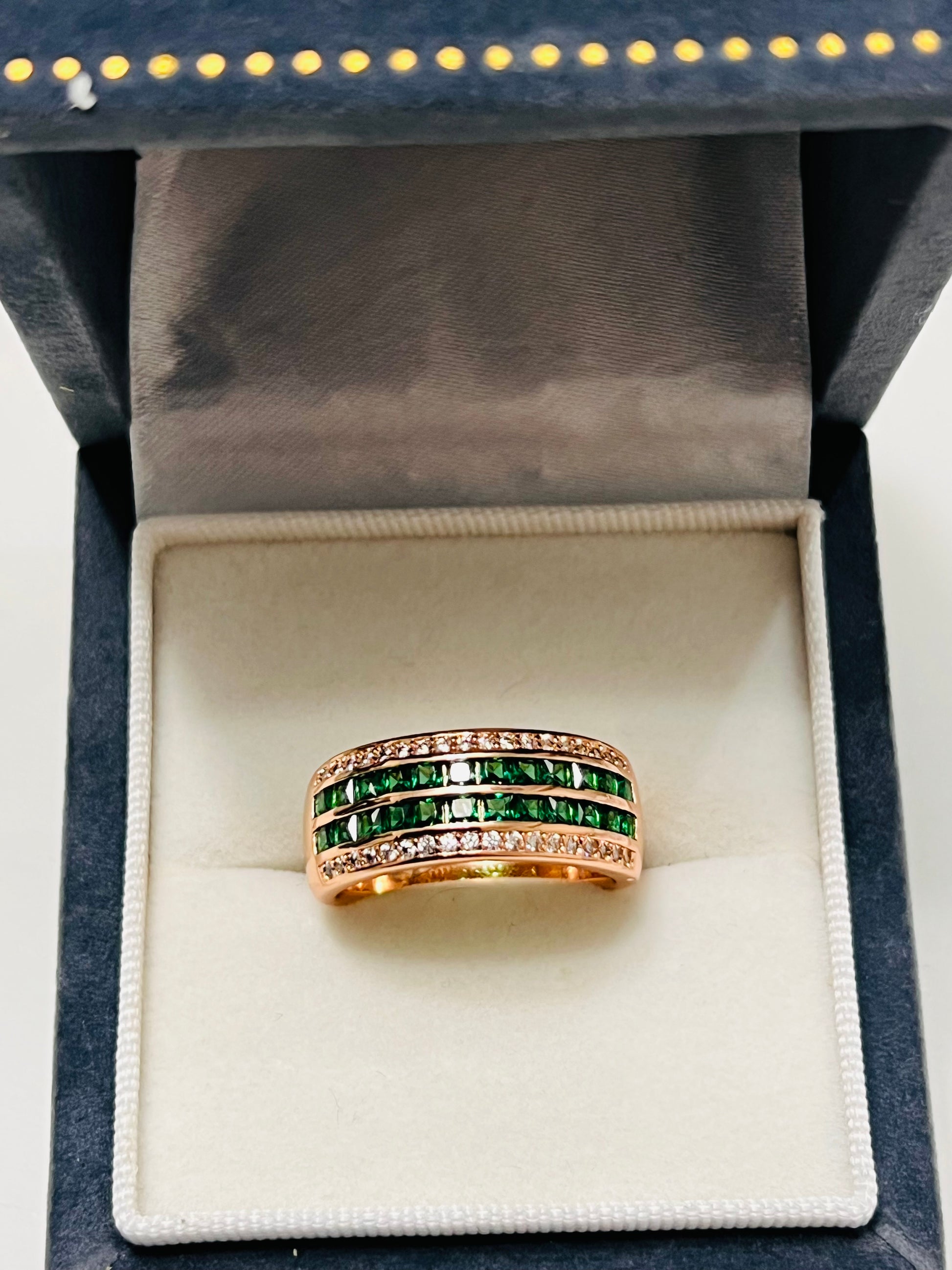 14k Rolled Gold Nano Emerald Ring
