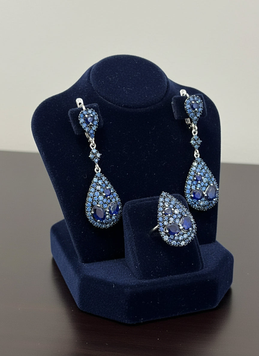 Handmade Natural Sapphire "Midnight Blue" Set