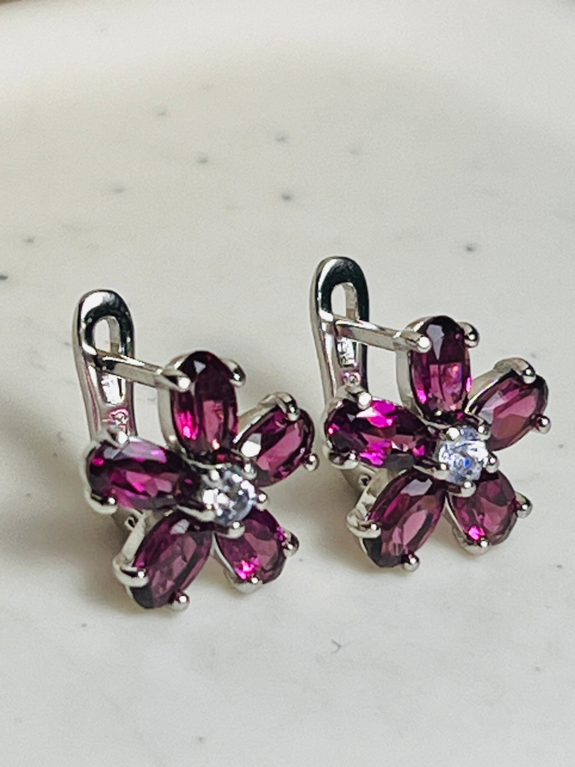 Handmade Natural Rhodolite Garnet earrings- wedding Collection