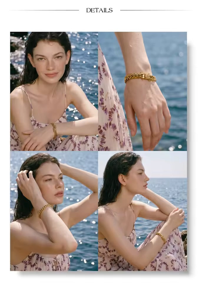 Statement Cuban Waterproof Bracelet- waterproof, anti tarnish