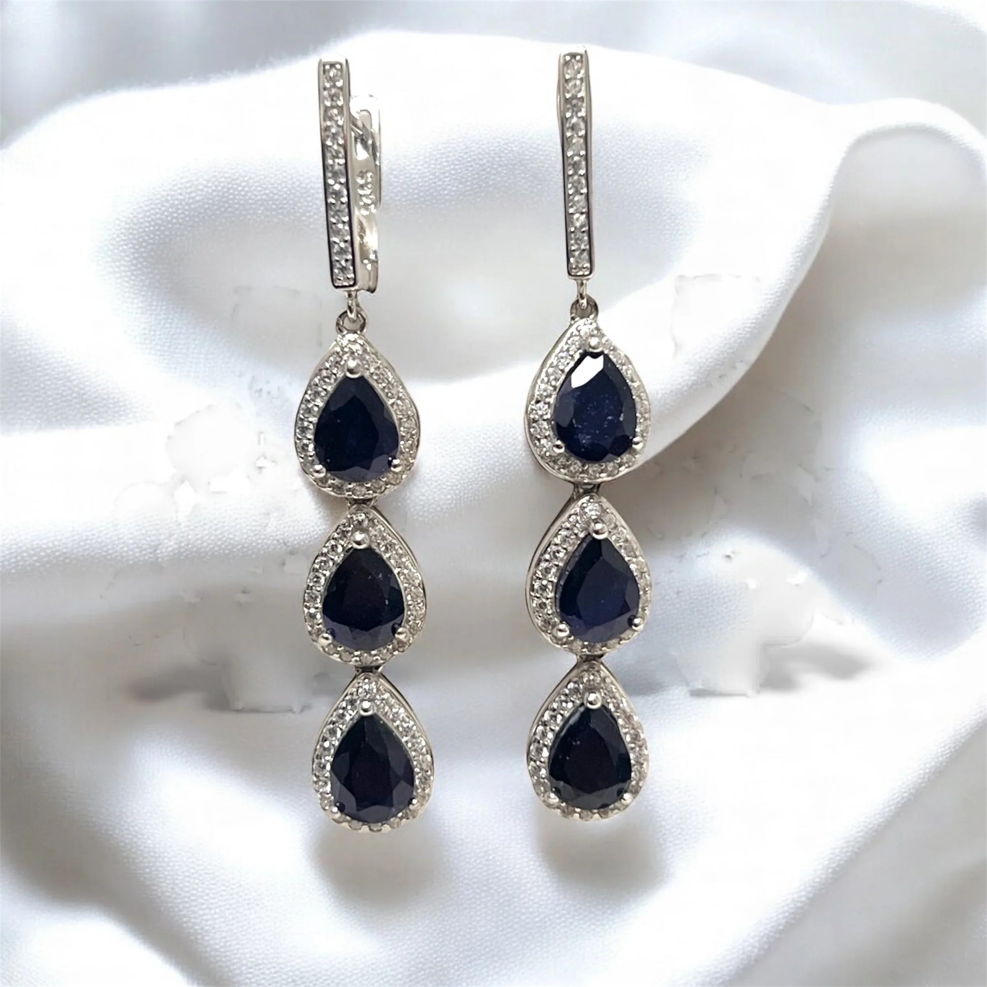 Handmade Natural Ceylon Sapphire Earrings