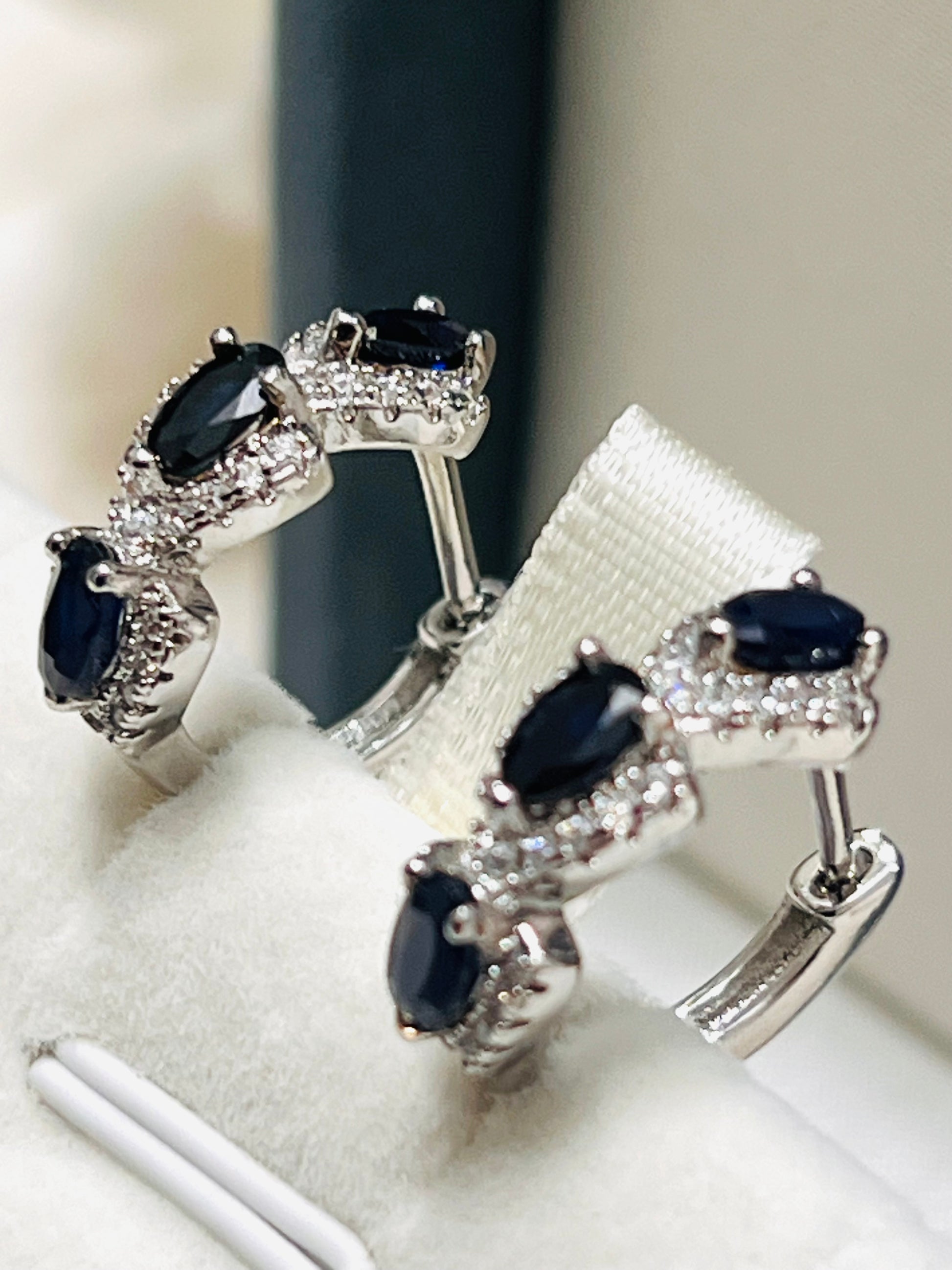 Handmade Natural Blue Sapphire Petite Huggie Earrings