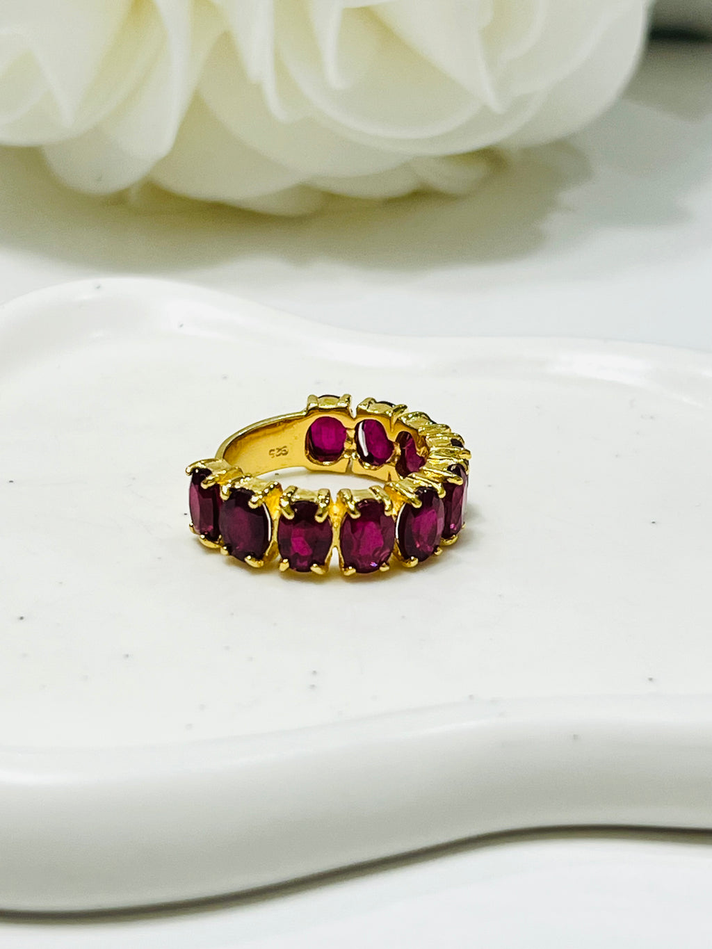 Stunning Handmade Half-eternity cocktail Natural Ruby Ring