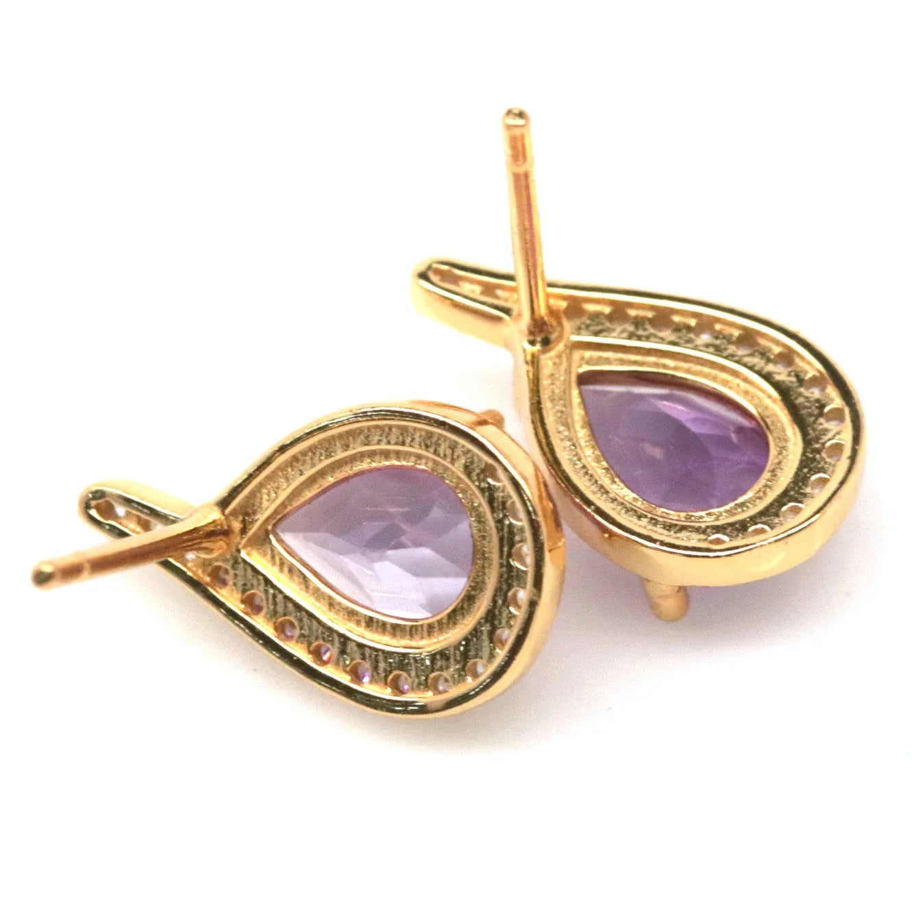 Handmade Purple Amethyst & White Zircon Earrings