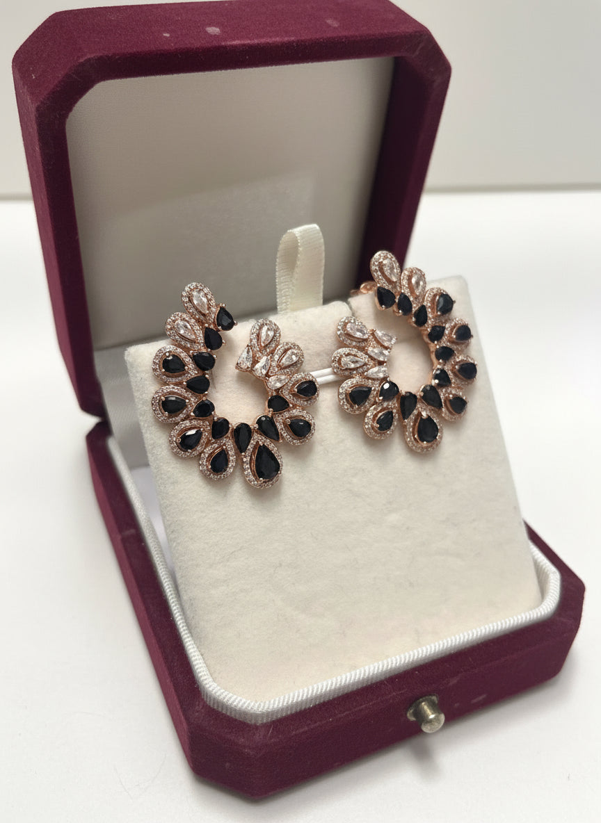 Handmade Natural Blue Sapphire Rose Gold Vermeil Hoop Earrings