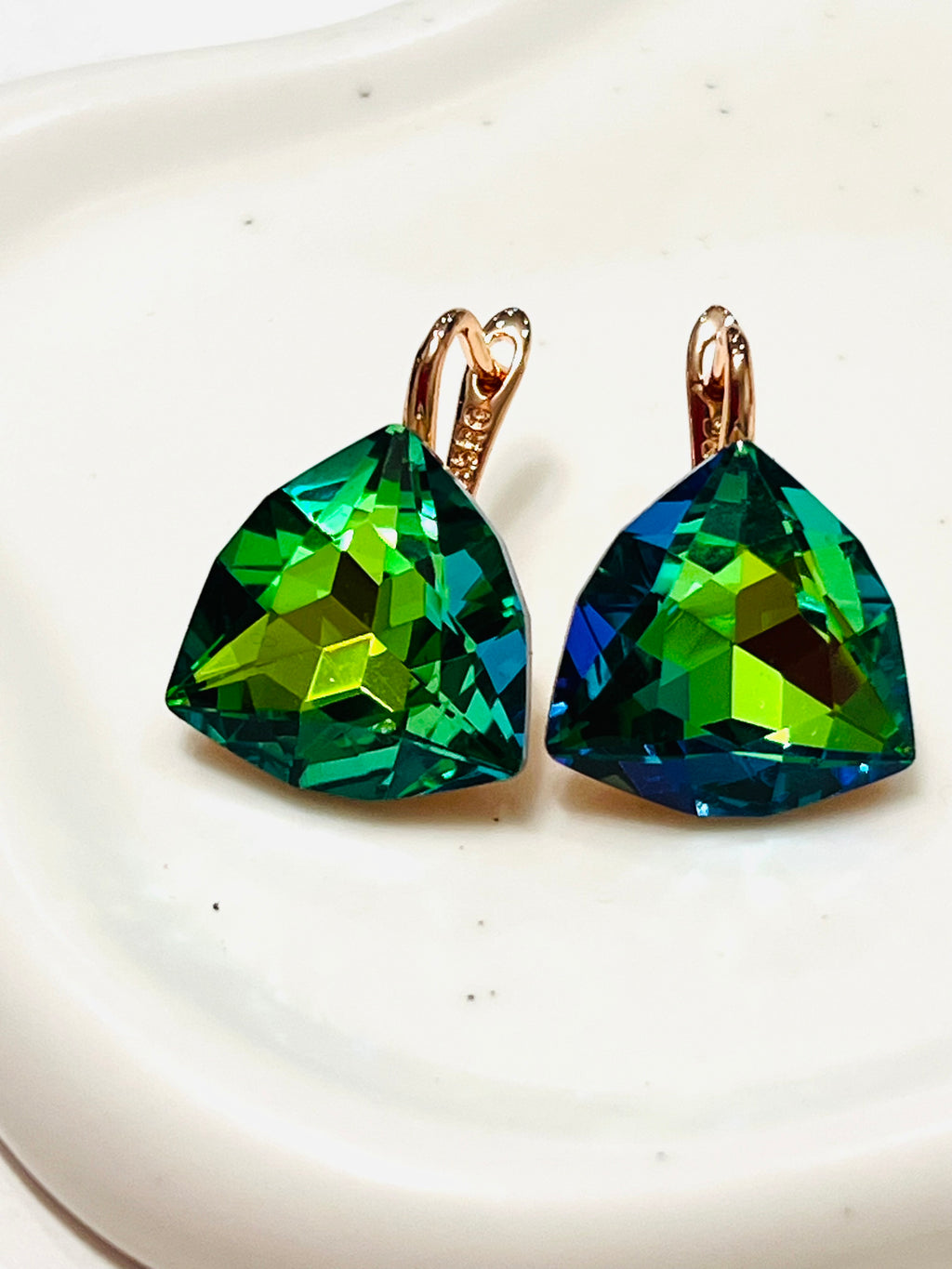 14k rose Gold-filled Trillion-Cut earrings