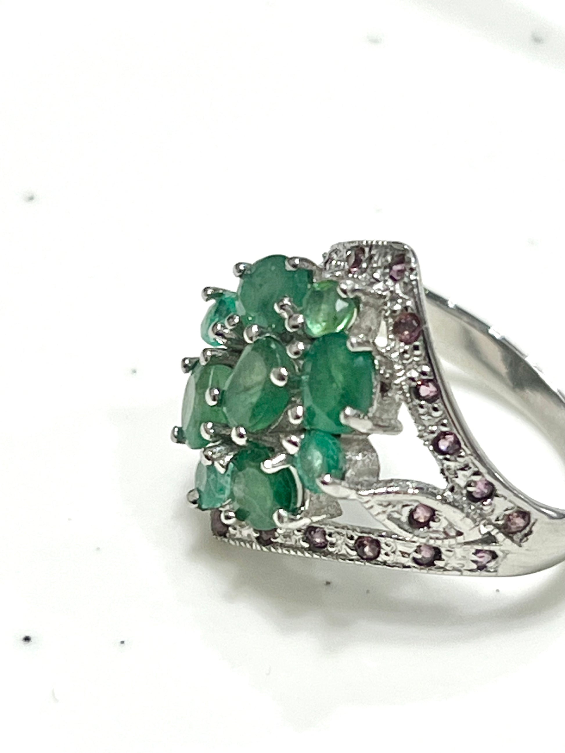 Handmade Art Deco Genuine Emerald Ring