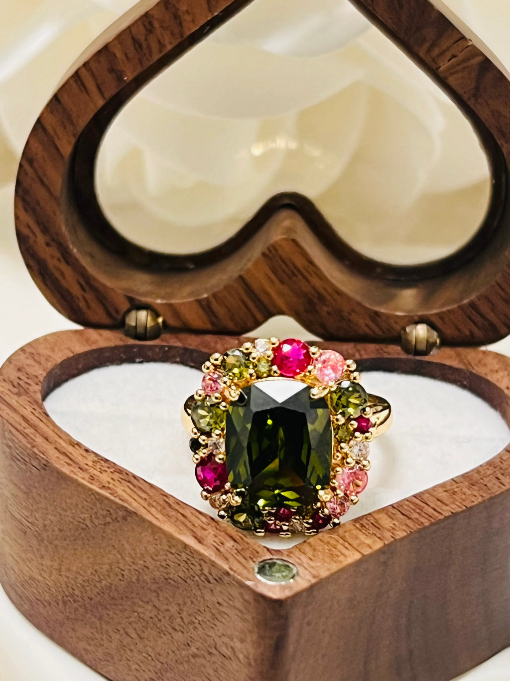 Vibrant Peridot & Sapphire Statement Ring