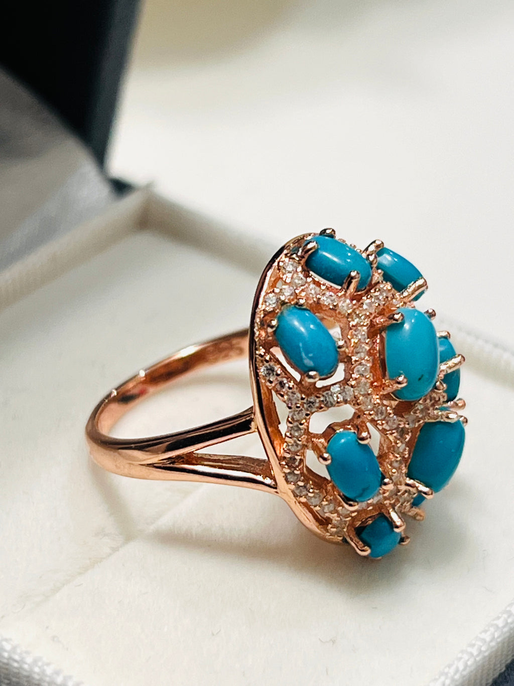 Genuine Sleeping Beauty Turquoise Cluster Ring
