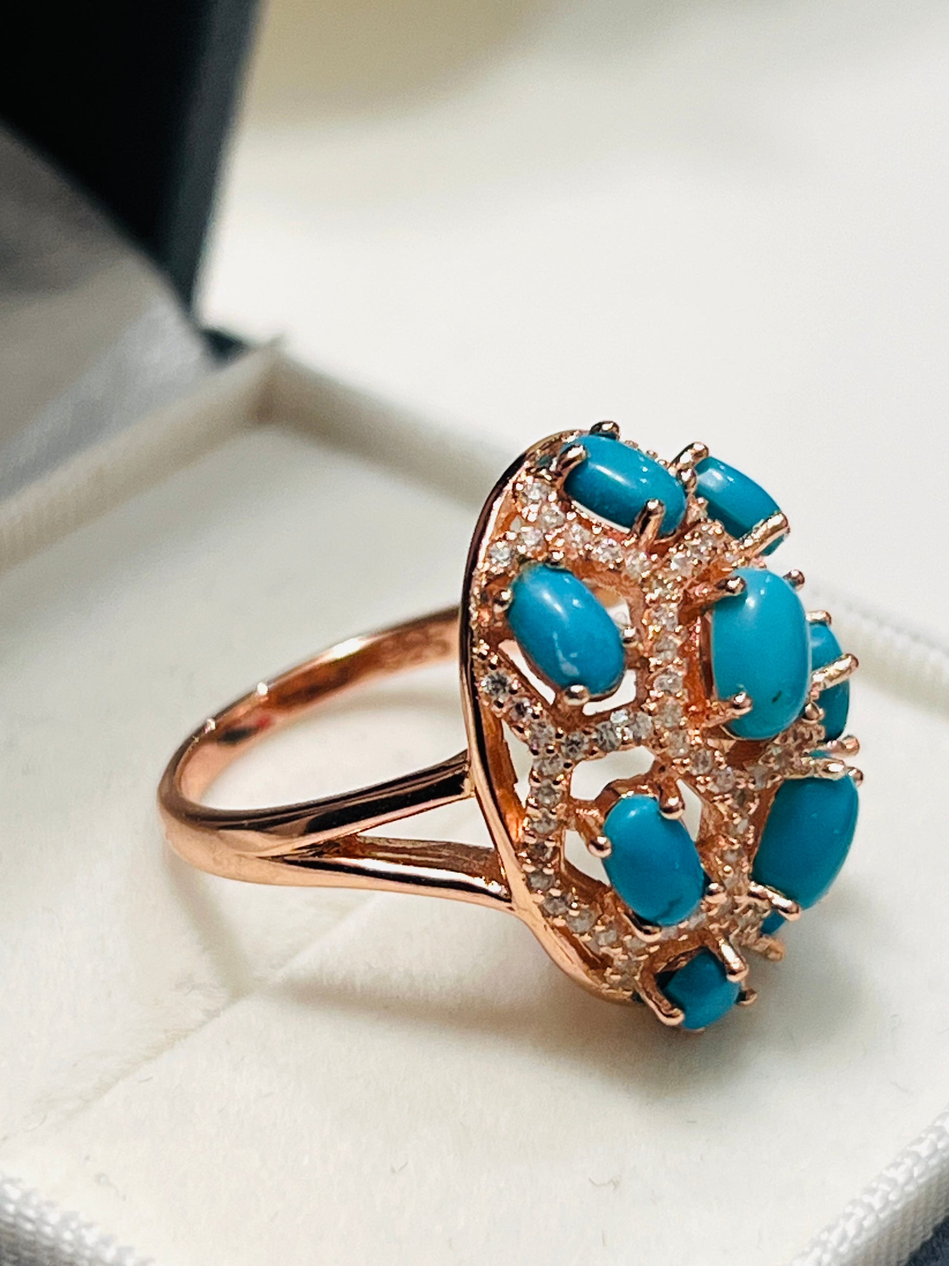 Genuine Sleeping Beauty Turquoise Cluster Ring