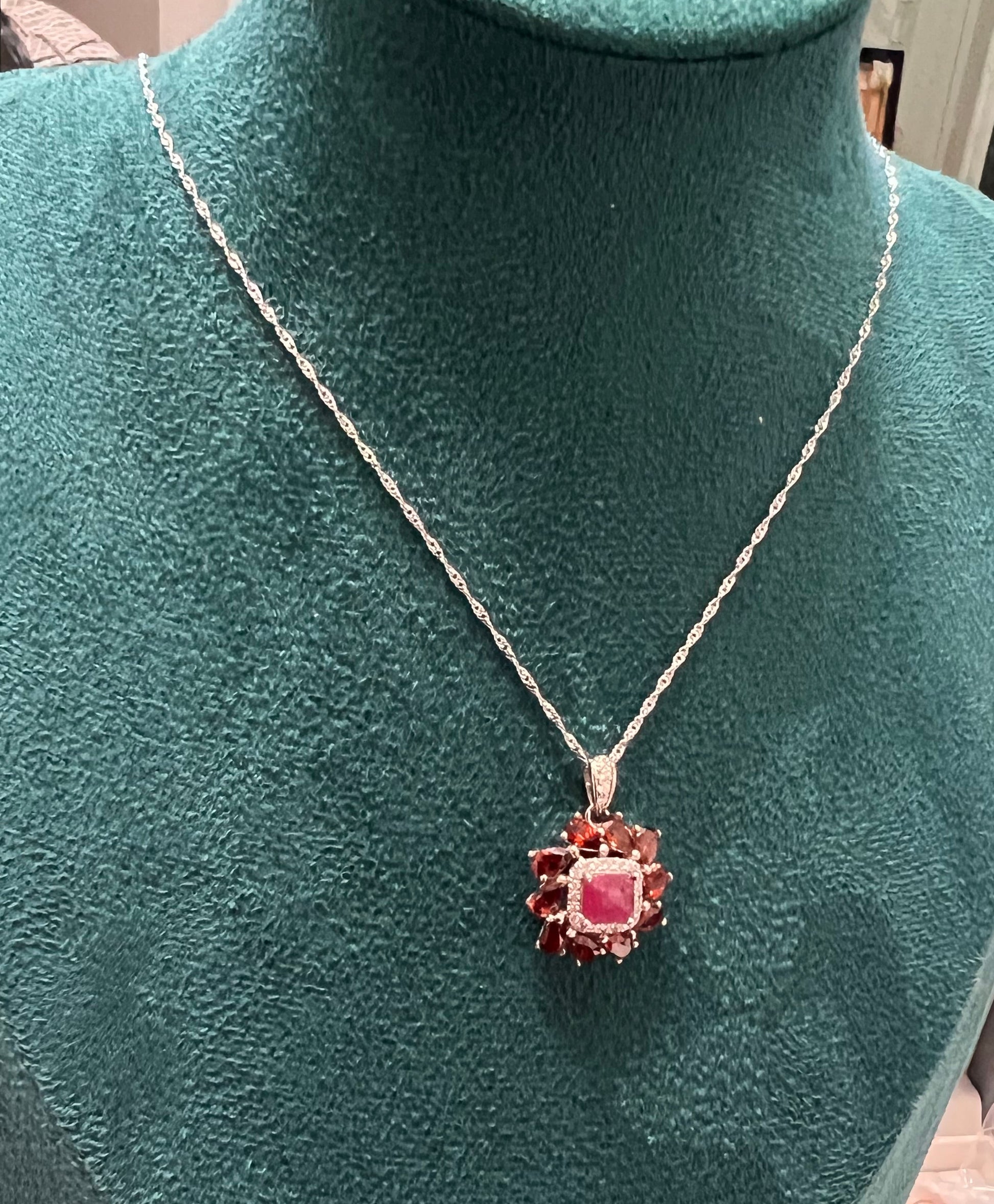Handmade Genuine Ruby and Garnet Necklace