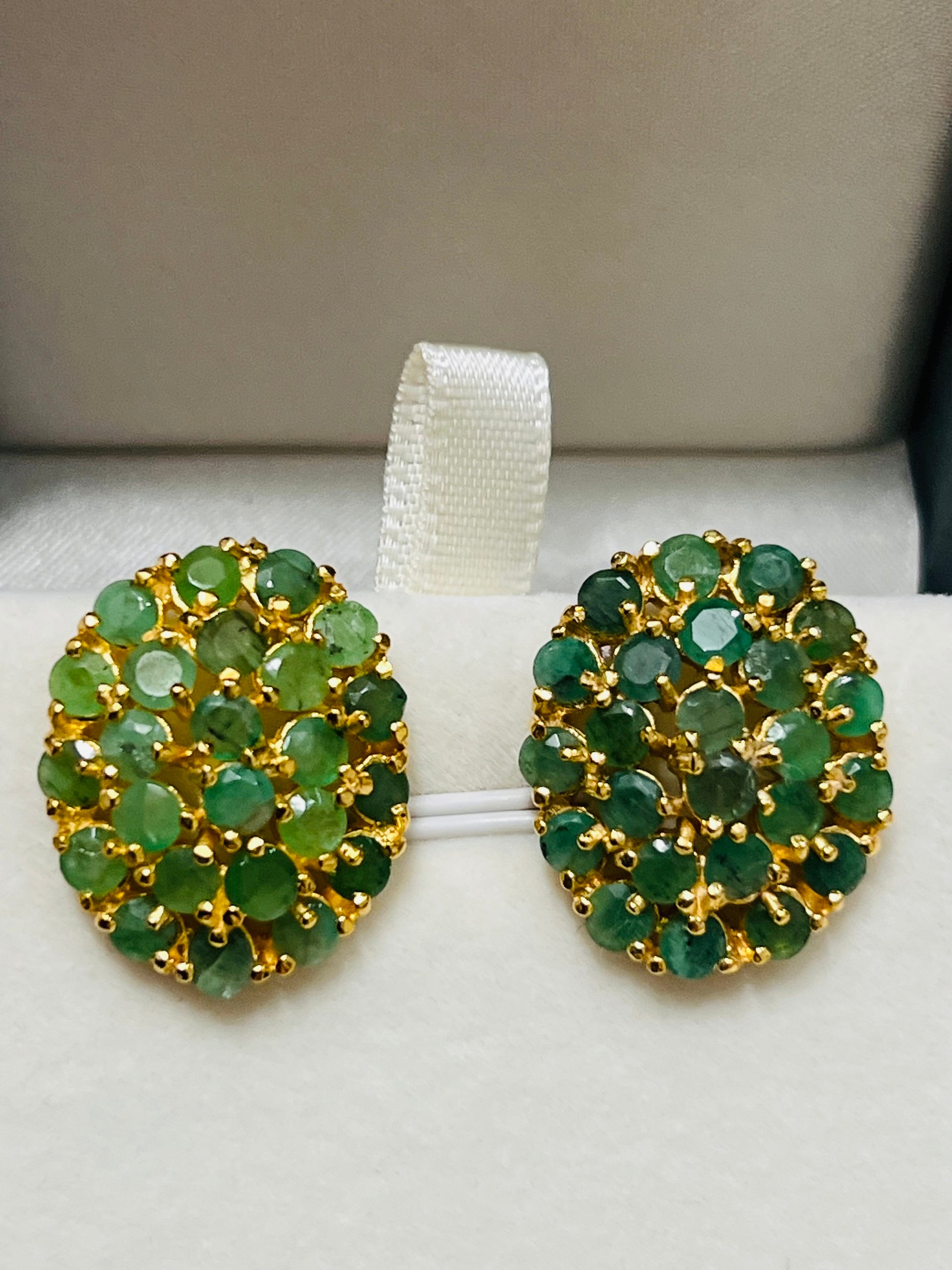 Handmade Natural Emeralds Cluster Earrings