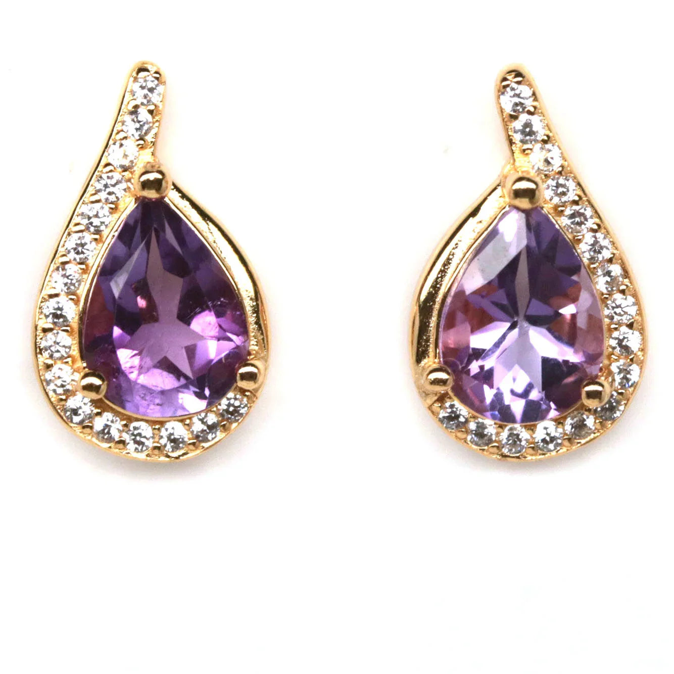 Handmade Purple Amethyst & White Zircon Earrings