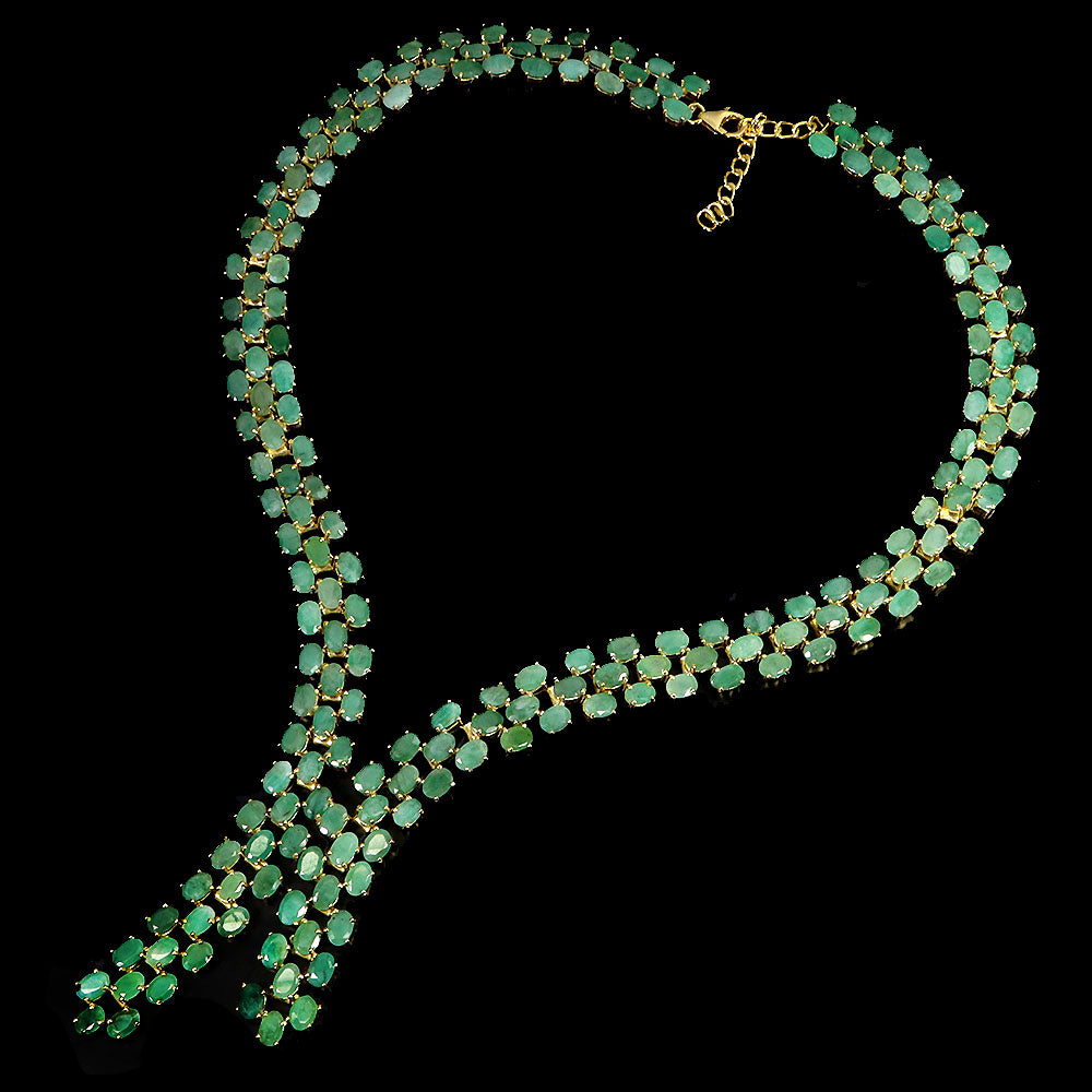 Handmade Natural Stunning 38CT  Emerald necklace- Exquisite Collection