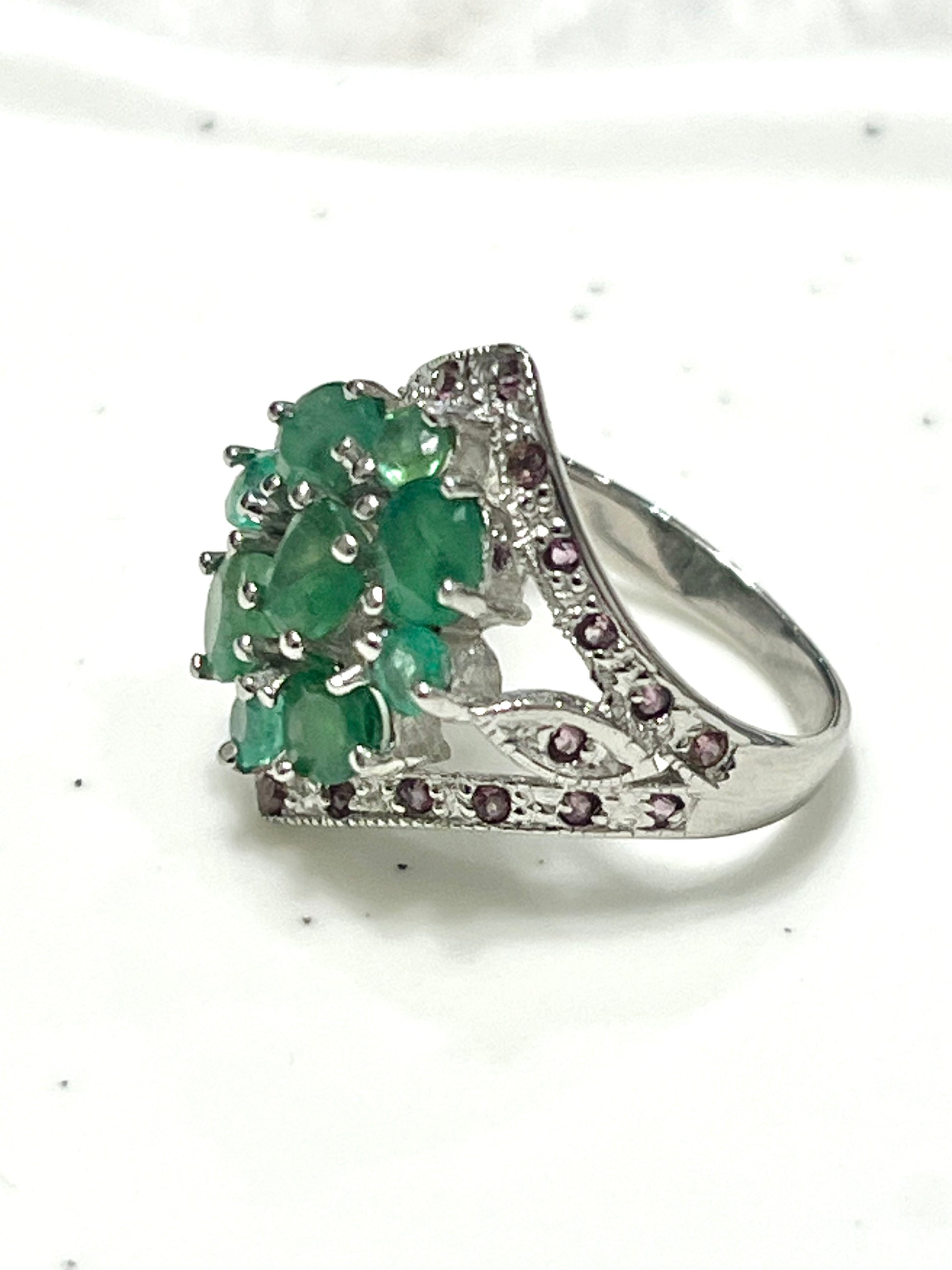 Handmade Art Deco Genuine Emerald Ring