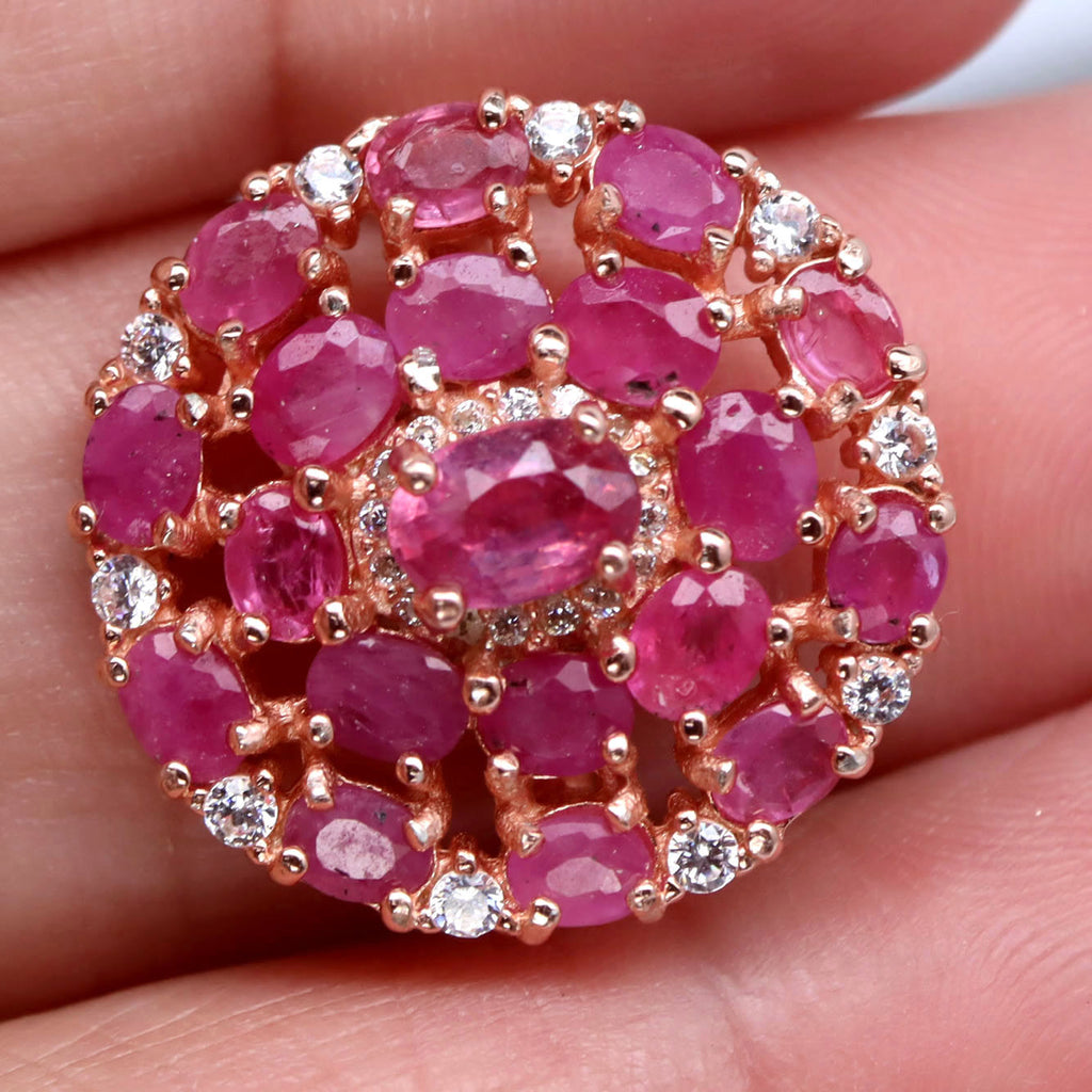 Artisan Pink Ruby Ring with Created White Sapphire Accents