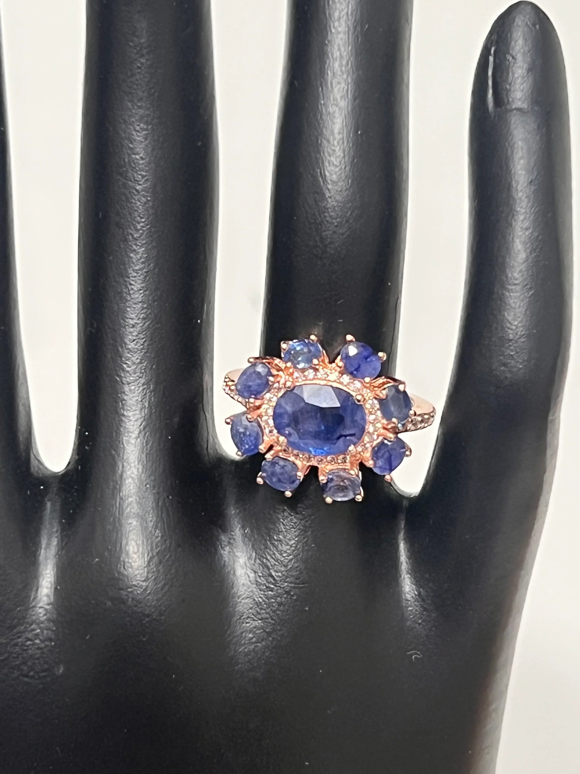 All-Sapphire Jewelry Set in Palladium Silver with 18K Rose Gold Vermeil