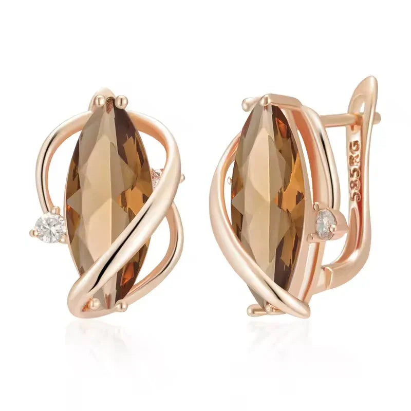 Golden Amber Citrine – 14K Rolled Gold Minimalist Earrings