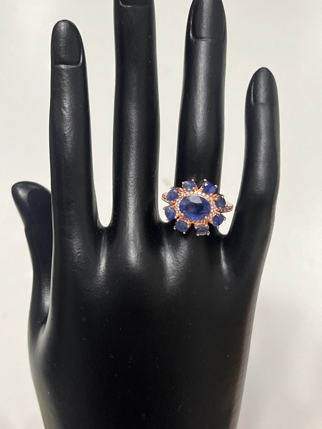 All-Sapphire Jewelry Set in Palladium Silver with 18K Rose Gold Vermeil
