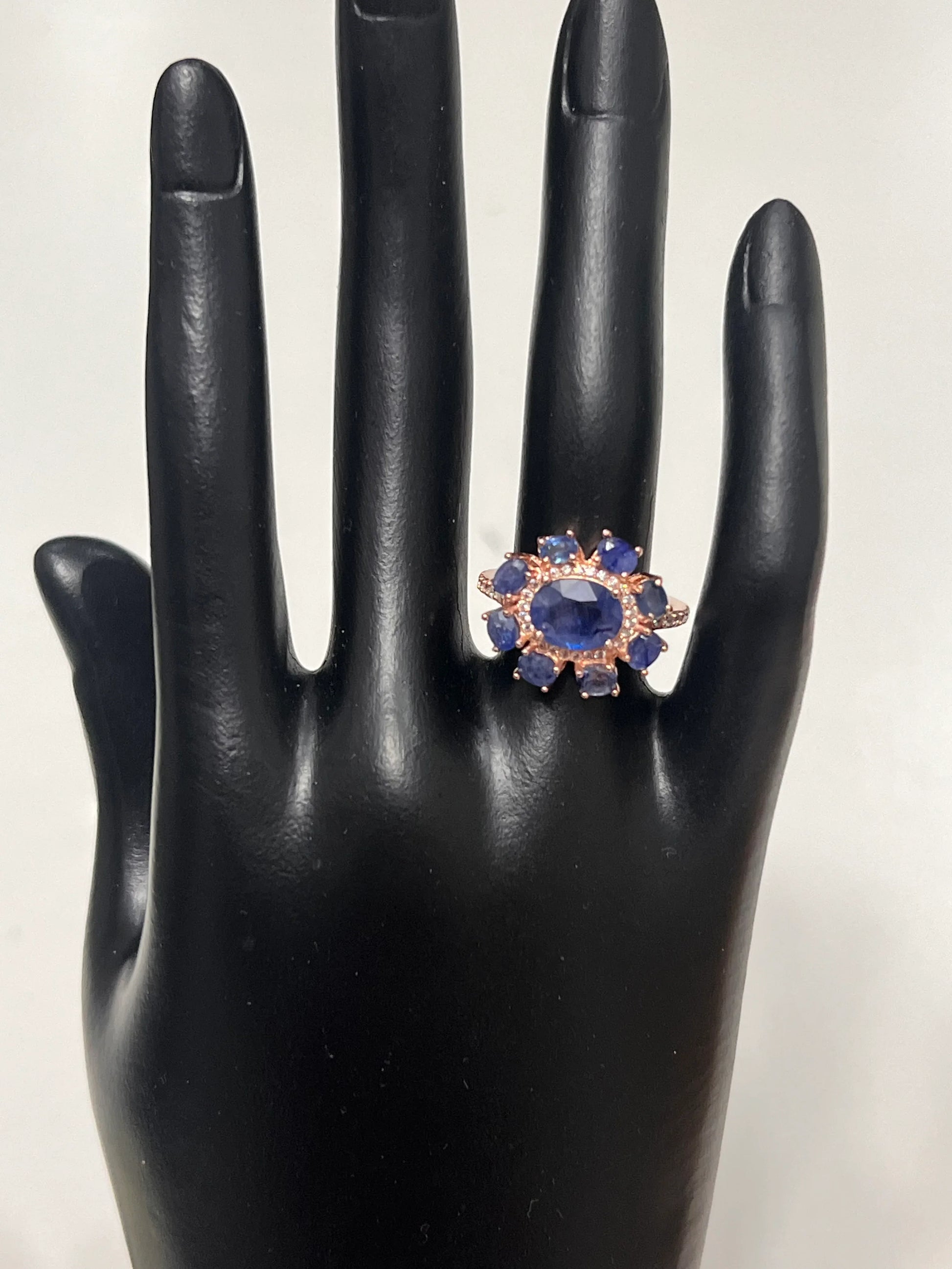 All-Sapphire Jewelry Set in Palladium Silver with 18K Rose Gold Vermeil