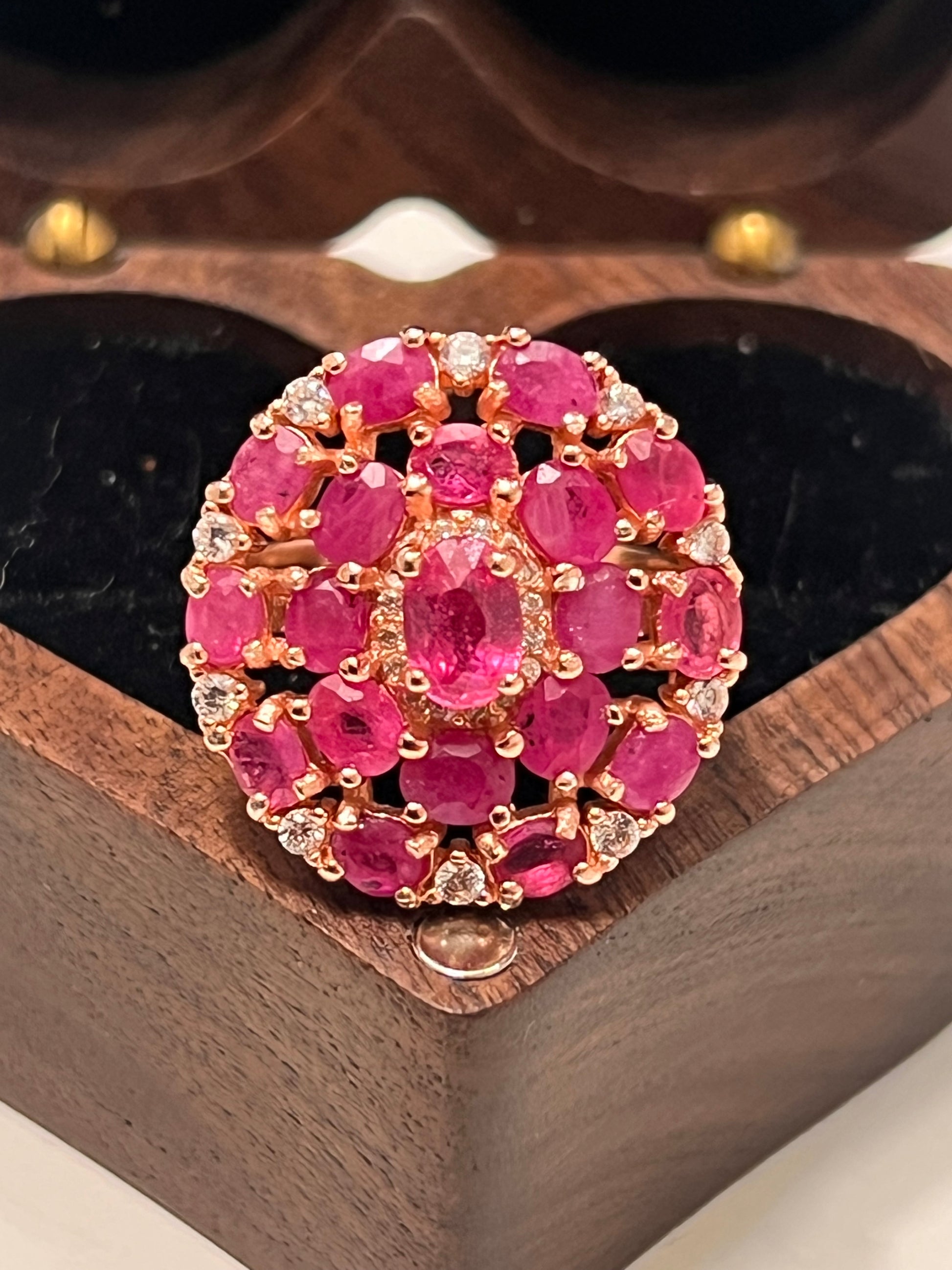 Artisan Pink Ruby Ring with Created White Sapphire Accents