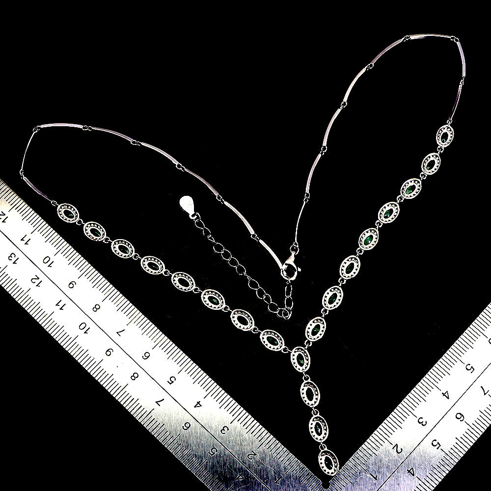 Handmade Natural Emerald and White Topaz Necklace