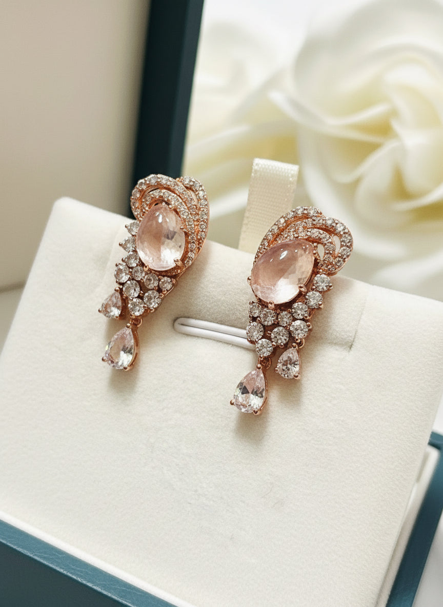 Full Moon Glow White Sapphire & Moonstone Earrings – Handmade