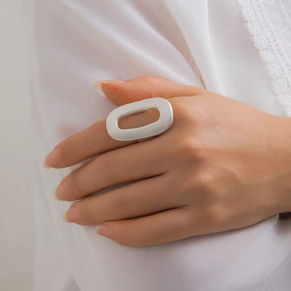 Geometric Gold Plated Adjustable Ring – Modern Brass Statement Index Finger Ring (PVD Coated)