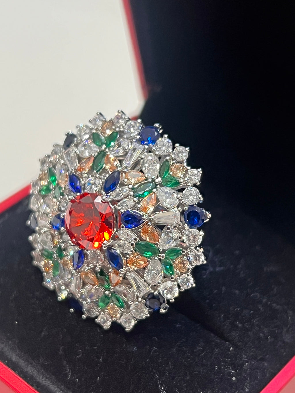Stunning Created Sapphires Ring (adjustable)
