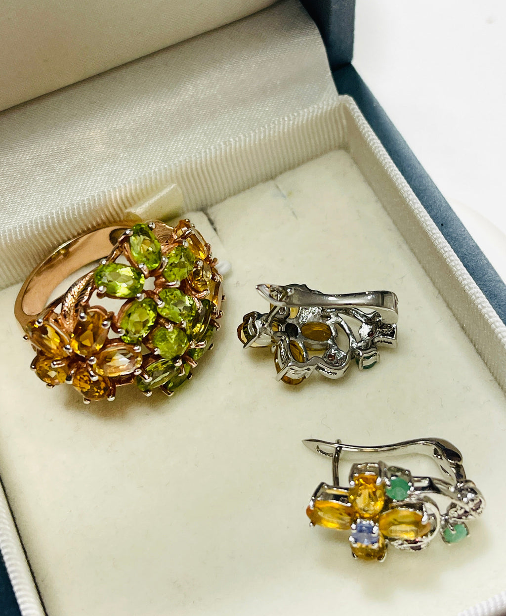 Handmade Genuine Citrine and Peridot Set