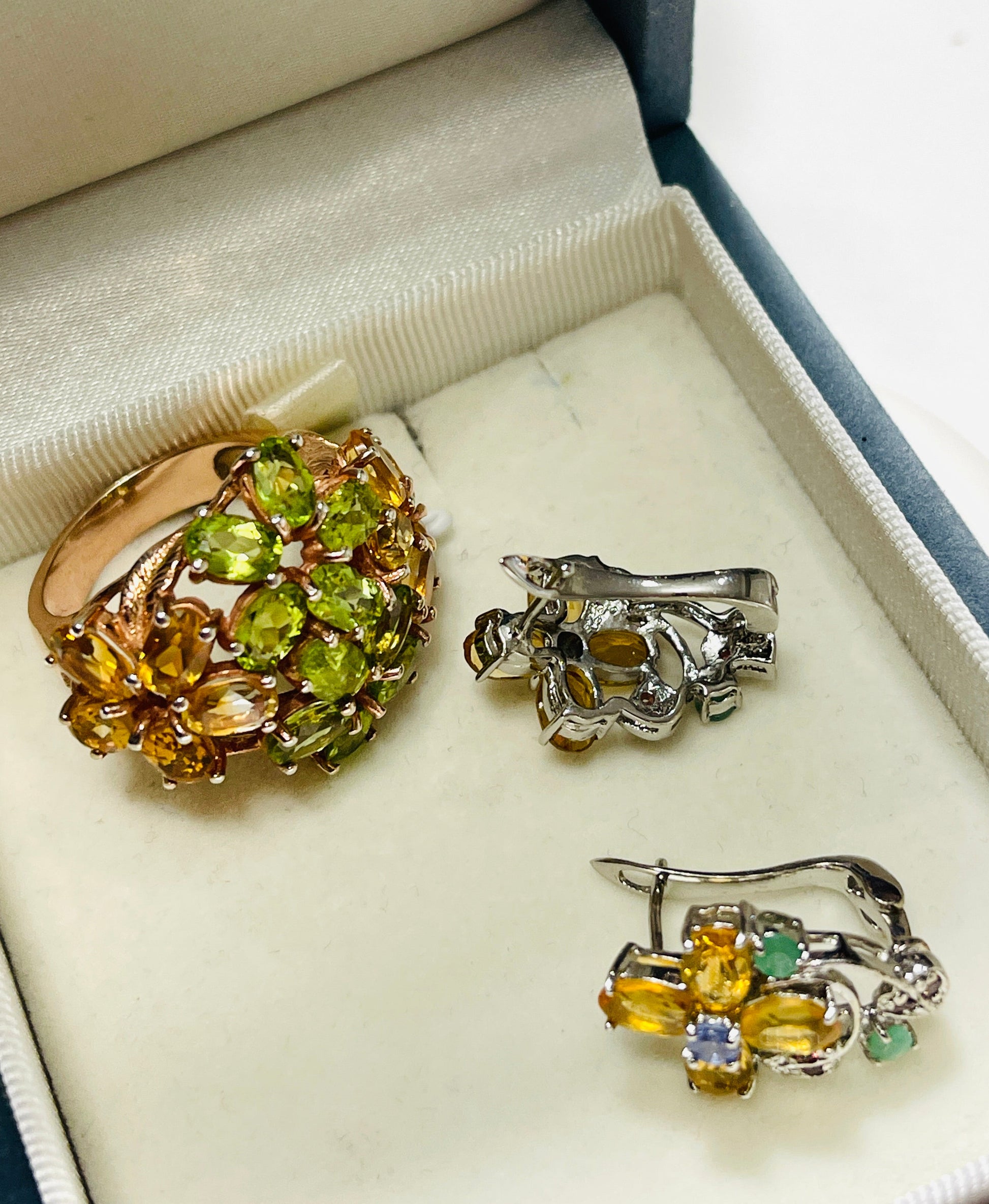 Handmade Genuine Citrine and Peridot Set