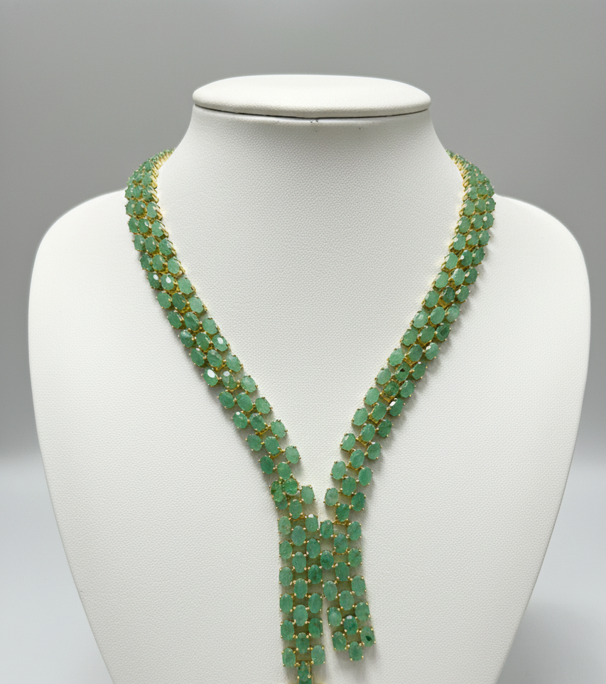 Handmade Natural Stunning 38CT  Emerald necklace- Exquisite Collection