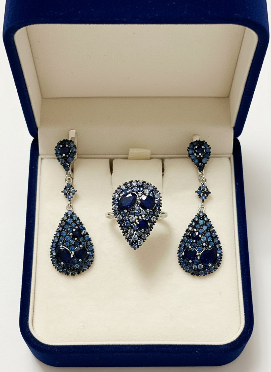 Handmade Natural Sapphire "Midnight Blue" Set