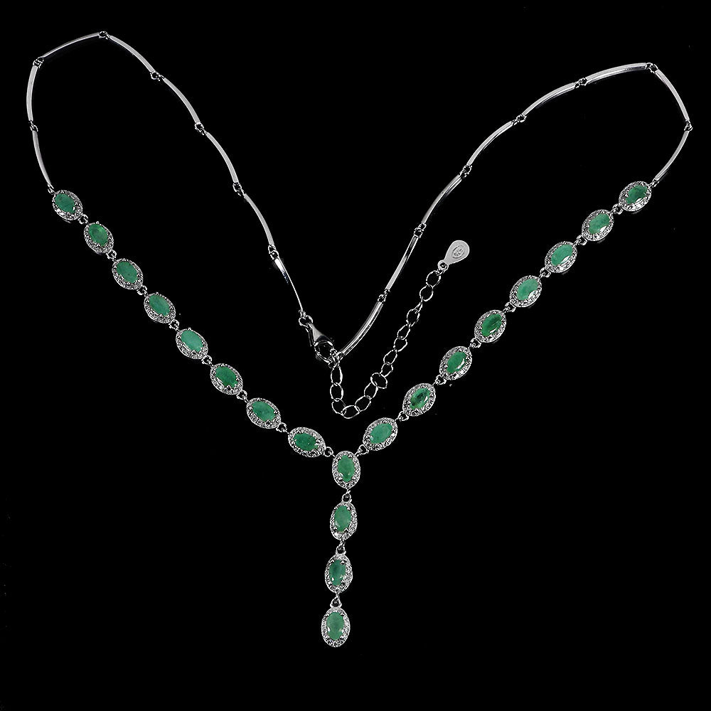 Handmade Natural Emerald and White Topaz Necklace