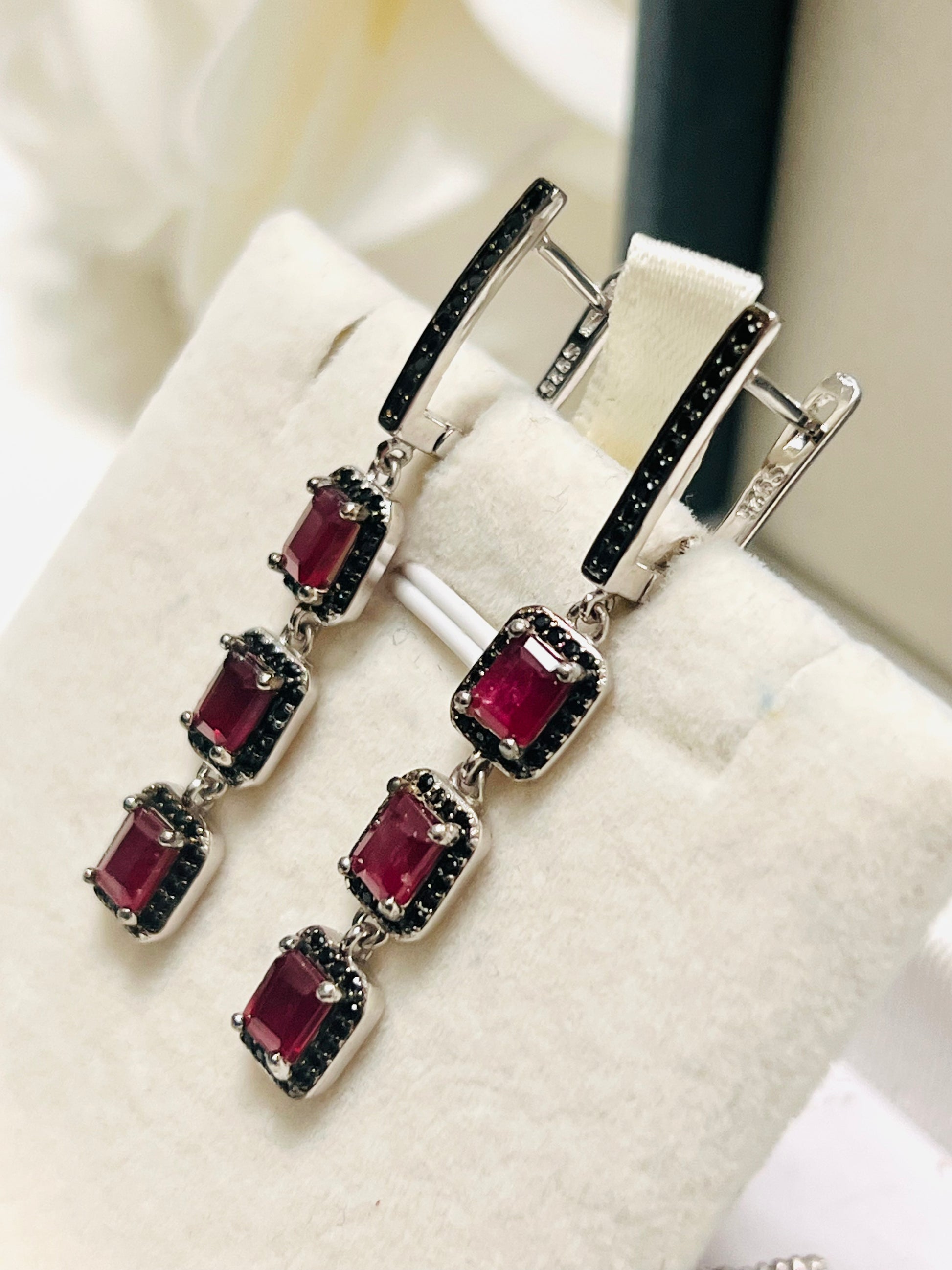 Handmade genuine Ruby Noir Drop Earrings